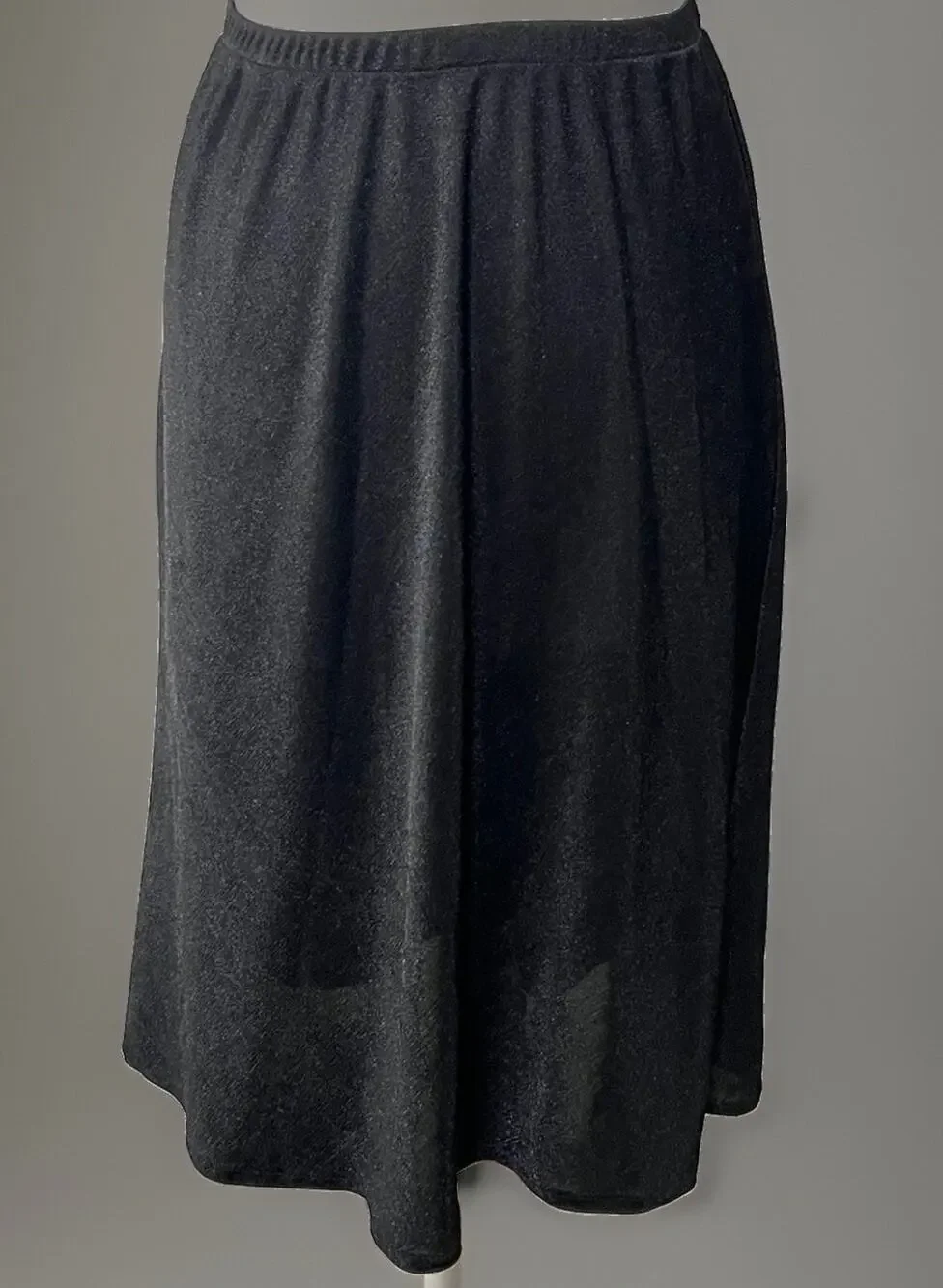 Leslie Fay sz 12 Sheer Black Skirt Liquid Knit Sheen Vtg 80s Dark Academia